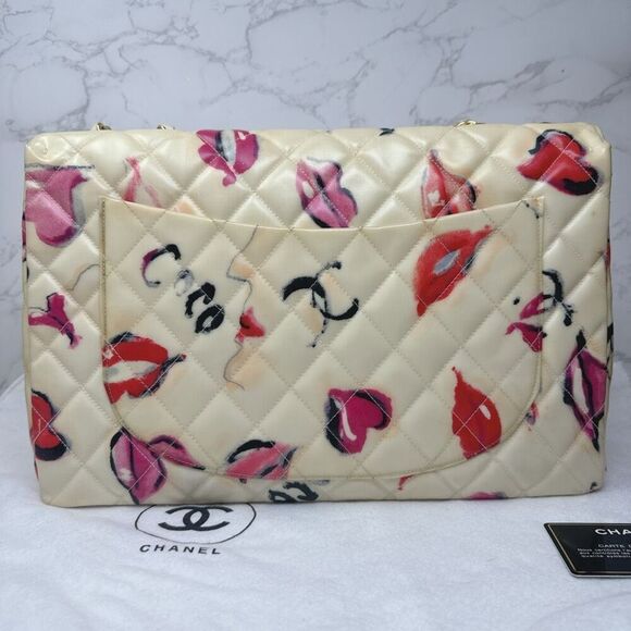 Chanel Vintage Jumbo 34 Lips & Kisses Barbie Chain Shoulder Bag - Picture 3 of 12